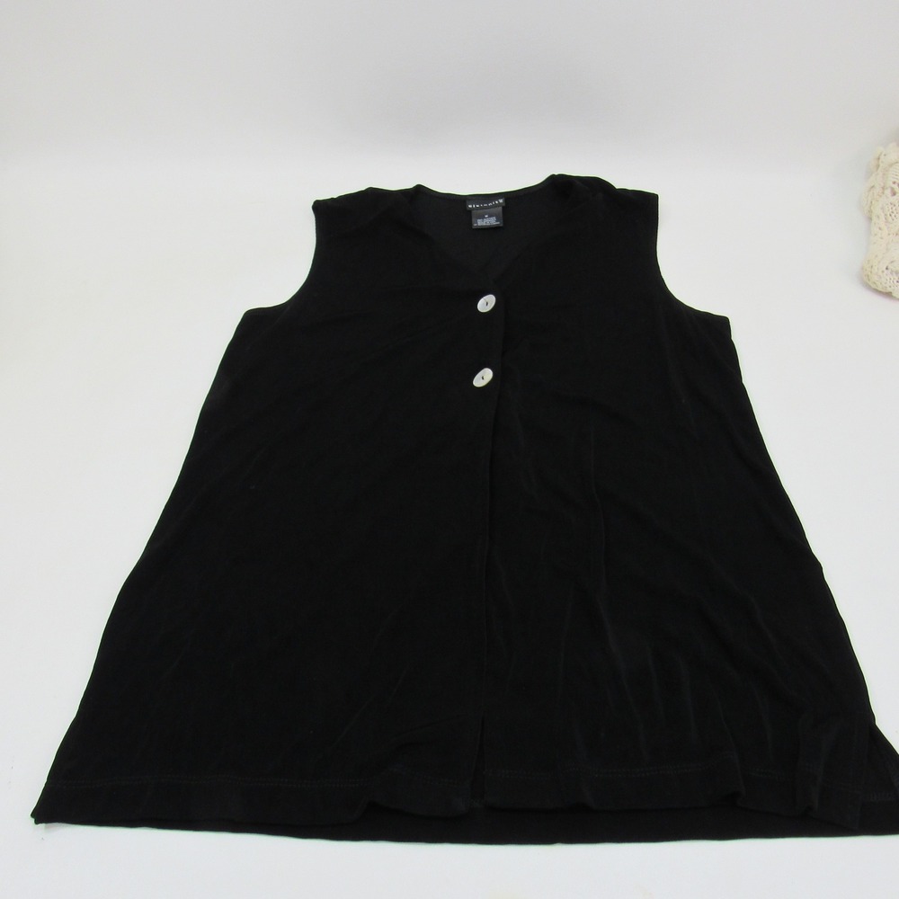 citiknits Black Sleeveless Button Down Top Blouse Career Casual‎ Women's